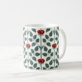 Voyseys Briar-Rose, Dunkelrot-Kaffee-Tasse Kaffeetasse (VorderseiteRechts)