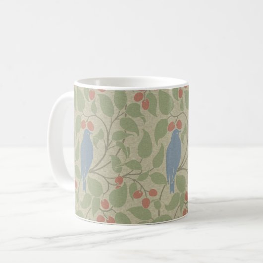 Voyseys Vögel in der Berry-Bush-Tasse Kaffeetasse (Vorderseite Links)
