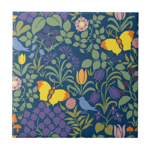 Voyseys Wildblumen Keramik Tile Fliese (Vorderseite)