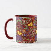 Voysey's Wildflowers auf roter Kaffeetasse (Links)