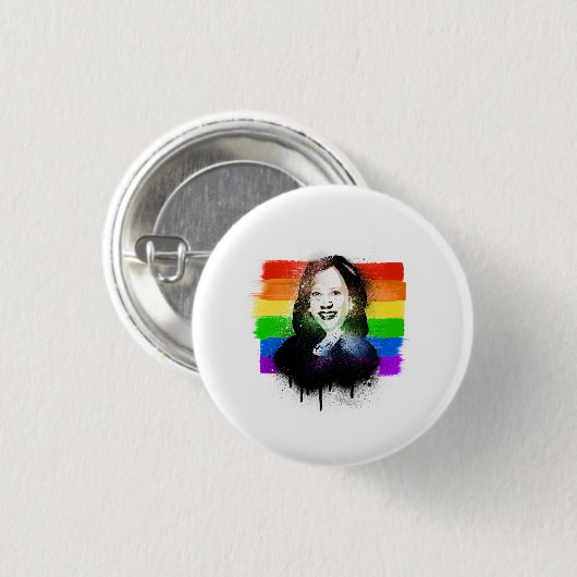 VP Kamala Harris LGBTQ Flag Graffiti Button (Vorne & Hinten)