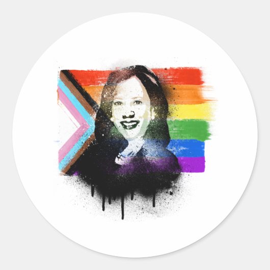 VP Kamala Harris LGBTQ Progress Prix Graffiti Runder Aufkleber (Vorderseite)