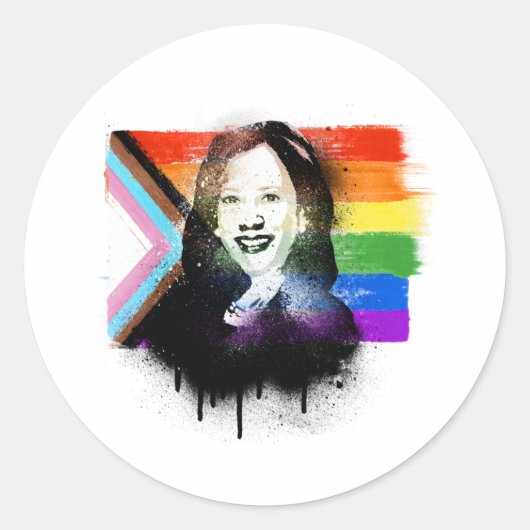 VP Kamala Harris LGBTQ Progress Prix Graffiti Runder Aufkleber (Vorderseite)
