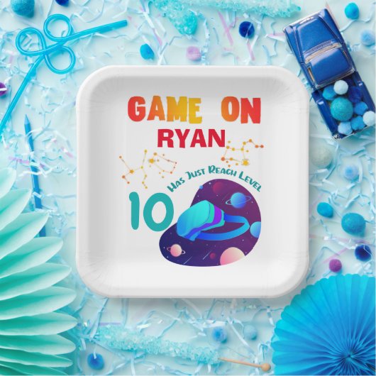 VR Birthday Boy Gamer Party Group Matching Pappteller (Party)