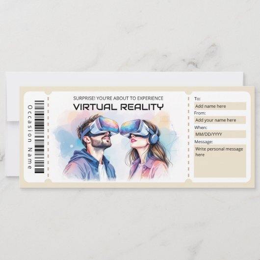 VR-Erlebnisticket-Geschenkgutschein Einladung (Vorderseite)