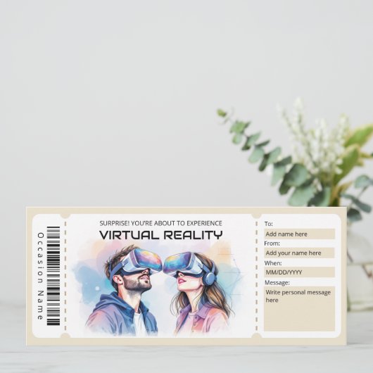 VR Experience Ticket Gift Certificate Einladung (Stehend Vorderseite)