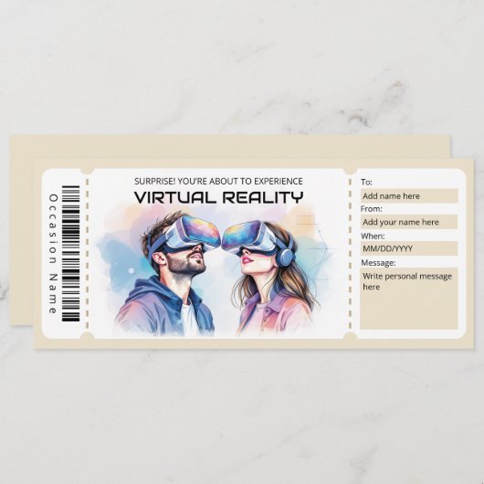 VR Experience Ticket Gift Certificate Einladung (Vorne/Hinten)