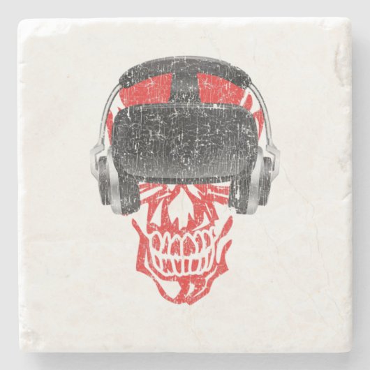 Vr Gamer Headset Video Game Skull - Virtuelle Real Steinuntersetzer (Vorderseite)