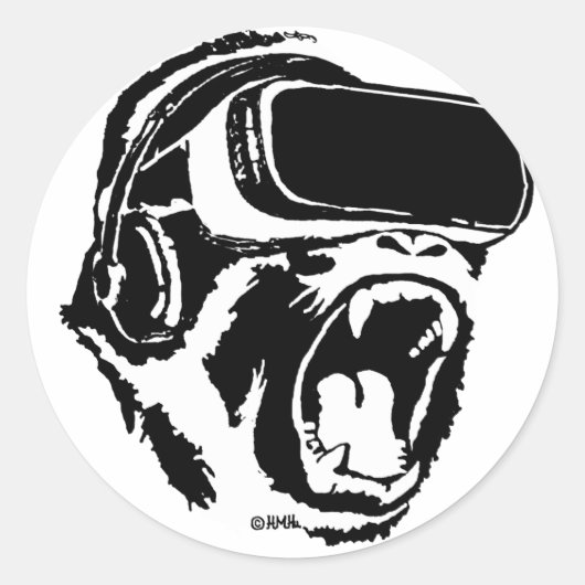 VR Gorilla Runder Aufkleber (Vorderseite)