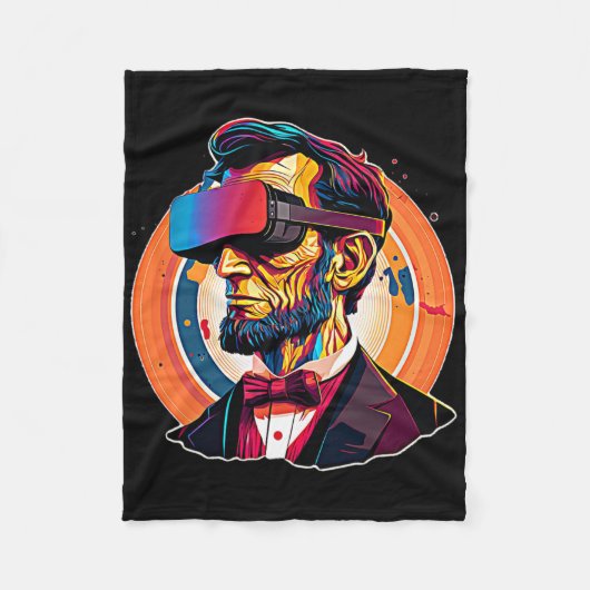 Vr Headset Abraham Lincoln Video Game Virtual Real Fleecedecke (Vorderseite)