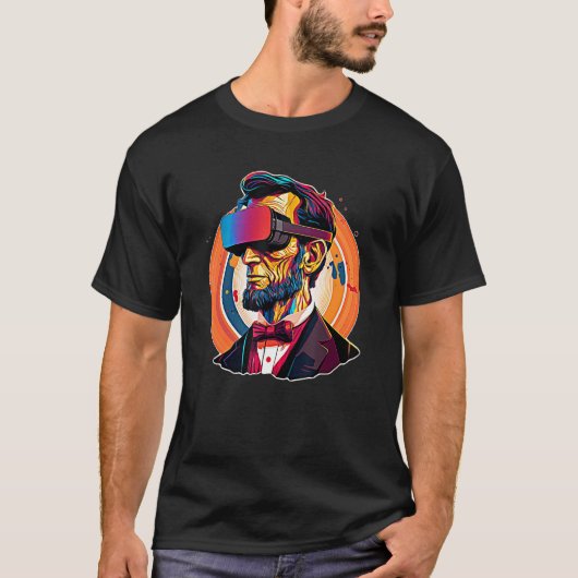 VR Headset Abraham Lincoln Video Game Virtual Real T-Shirt (Vorderseite)