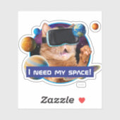 VR Katze im Weltraum Aufkleber (Blatt)