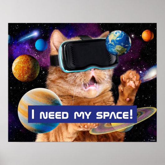 VR Katze im Weltraum Poster (Vorne)