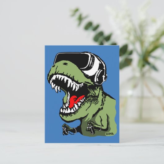 VR T-rex Postkarte (Stehend Vorderseite)