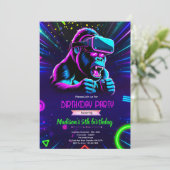 VR-Tag Gorilla-Geburtstagseinladung Einladung (Stehend Vorderseite)