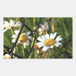 Vrede achter het hek. In bloemen illustratief. Rechteckiger Aufkleber