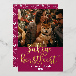 Vrolijk Kerstfees frohe Weihnachten in Niederländi Folien Feiertagskarte