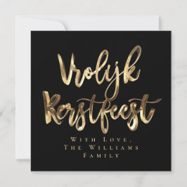 Vrolijk Kerstfeest Elegantes Schwarzes Gold Script Feiertagskarte