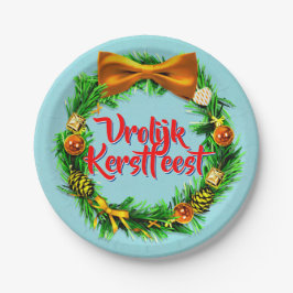 Vrolijk Kerstfeest Niederländisch frohe Weihnachte Pappteller