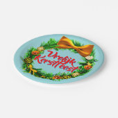 Vrolijk Kerstfeest Niederländisch frohe Weihnachte Pappteller (Schrägansicht)