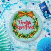 Vrolijk Kerstfeest Niederländisch frohe Weihnachte Pappteller (Party)