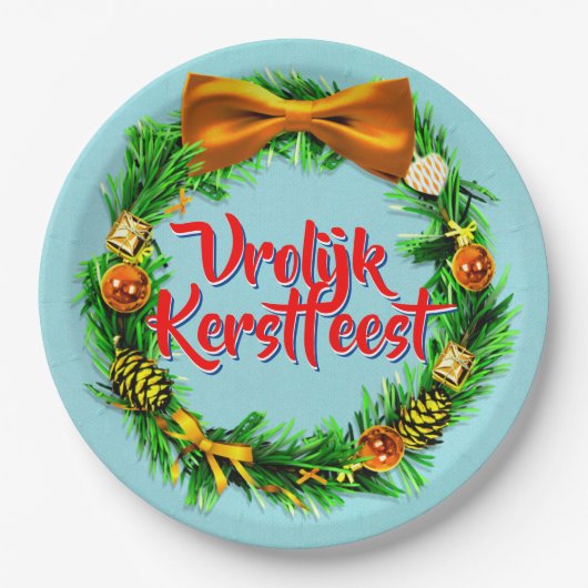 Vrolijk Kerstfeest Niederländisch frohe Weihnachte Pappteller (Vorderseite)