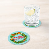 Vrolijk Kerstfeest Niederländisch Frohe Weihnachte Runder Pappuntersetzer (Vor Ort)