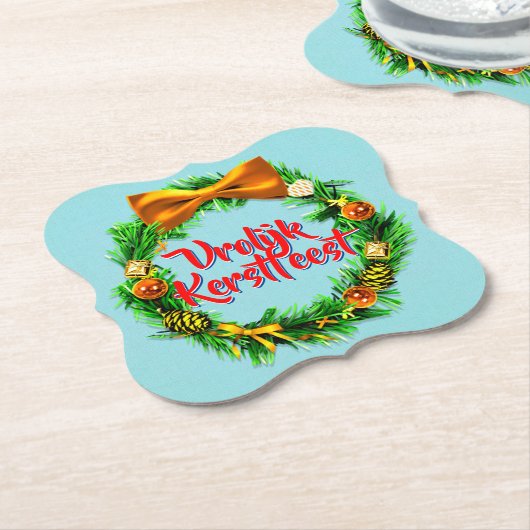 Vrolijk Kerstfeest Niederländisch Frohe Weihnachte Untersetzer (angewinkelt)