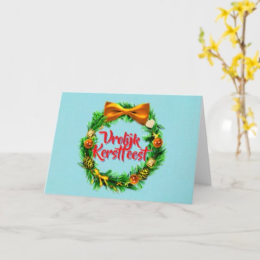 Vrolijk Kerstfeest Niederländisch frohe Weihnachts Karte (Gelbe Blume)