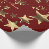 Vrolijk Kerstfeest Red Gold Elegantes Script Niede Geschenkpapier (Ecke)