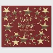 Vrolijk Kerstfeest Red Gold Elegantes Script Niede Geschenkpapier (Flach)