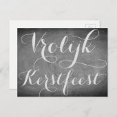 Vrolijk Kerstfeest Schoolbord Stijl Zwart Wit Postkarte (Vorne/Hinten)