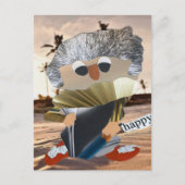 Vrolijke happy schrijft grote droom waar op beach postkarte (Vorderseite)