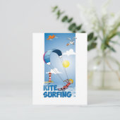 Vrolijke illustratie van een kite surfer postkarte (Stehend Vorderseite)