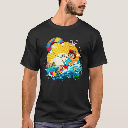 Vrolijke kite surfing illustratie.  T-Shirt (Vorderseite)