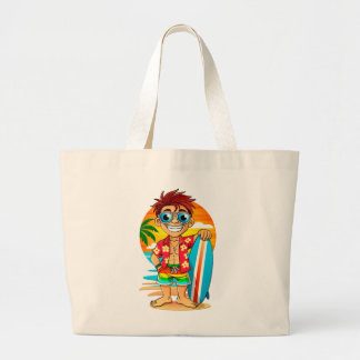 Vrolijke Surfer strand tas - Zomerse illustratie Jumbo Stoffbeutel