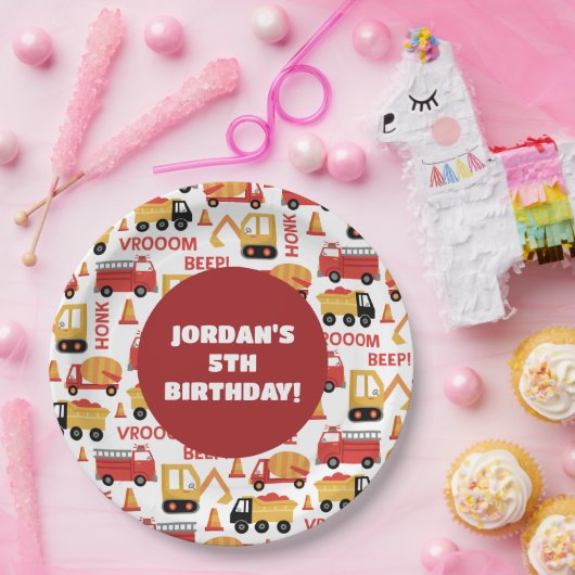 Vroom Honk Beep! Lastkraftwagen Pappteller (Party)