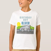 Vroom Racing Car Road Birthday Boy Gast of Honour T-Shirt (Vorderseite)