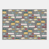 Vroom! Straßenbahnwagen Busfahrrad grau Geschenkpapier Set (Vorderseite 3)