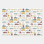 Vroom! Straßenbahnwagen Geschenkpapier Set (Vorderseite)