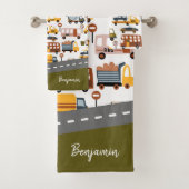 Vroom! Vroom! Pkw und Transportmuster Boy Badhandtuch Set (Insitu)