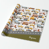 Vroom! Vroom! Pkw und Transportmuster Boy Geschenkpapier (Ungerollt)