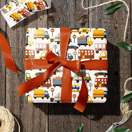 Vroom! Vroom! Pkw und Transportmuster Boy Geschenkpapier