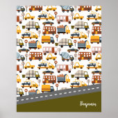 Vroom! Vroom! Pkw und Transportmuster Boy Poster (Vorne)
