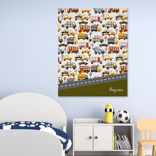 Vroom! Vroom! Pkw und Transportmuster Boy Poster