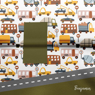Vroom! Vroom! Pkw und Transportmuster Boy Seidenpapier
