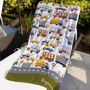 Vroom! Vroom! Pkw und Transportmuster Boy Strandtuch