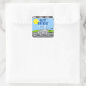 Vroom Vroom Racing Auto Road Name Happy Birthday Quadratischer Aufkleber (Tasche)