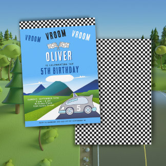 Vroom Vroom Racing Car Road Boy Birthday Einladung