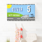 Vroom Vroom Racing Car Road Boy Birthday Party Banner (Insitu)